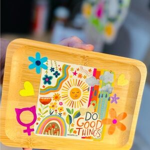 Mini Bamboo Riser or Trinket Tray, designed w/ Natural Life sticker +